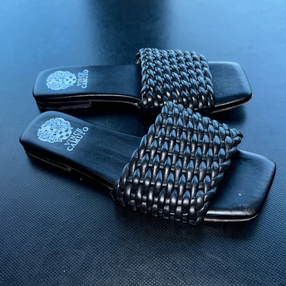 Vince Camuto, Leather Quilted Slide Sandals, Arissa Black